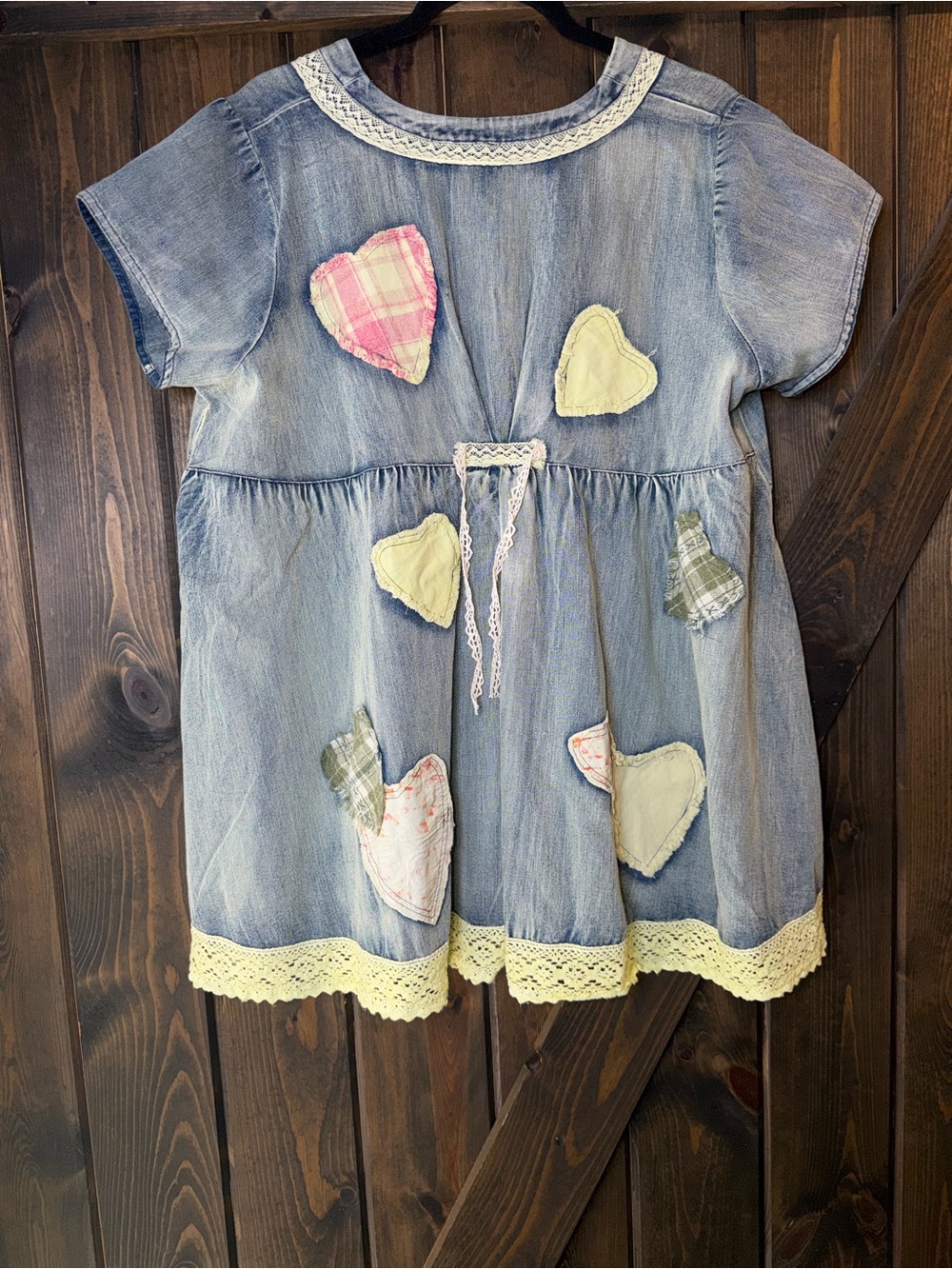 Blue Velvet Denim Patchwork Romance Top - Picture 2 of 6